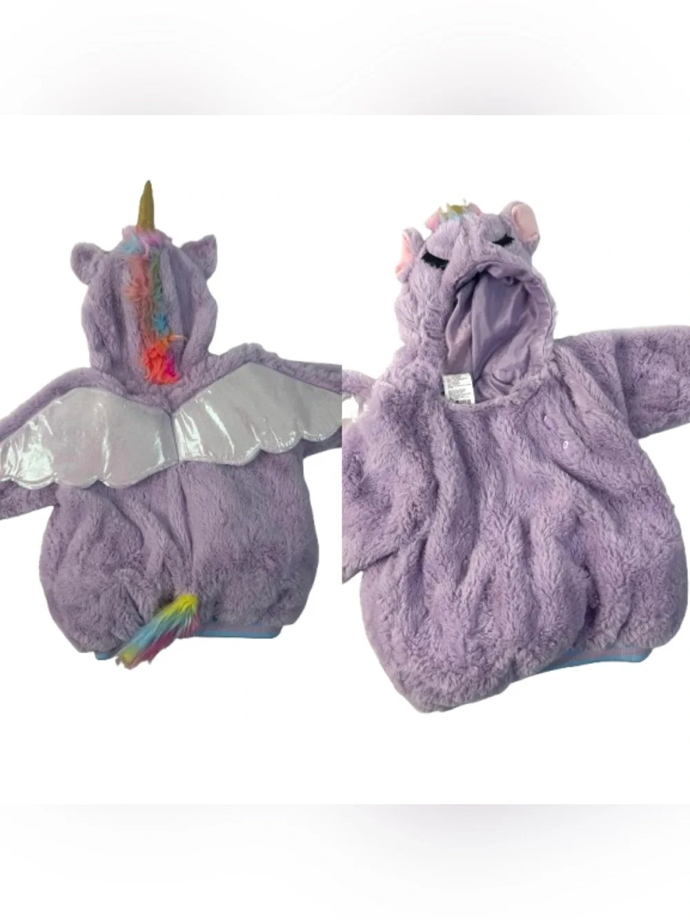 Plush Purple Unicorn Hoodie for Kids - Soft Fuzzy Costume Jacket